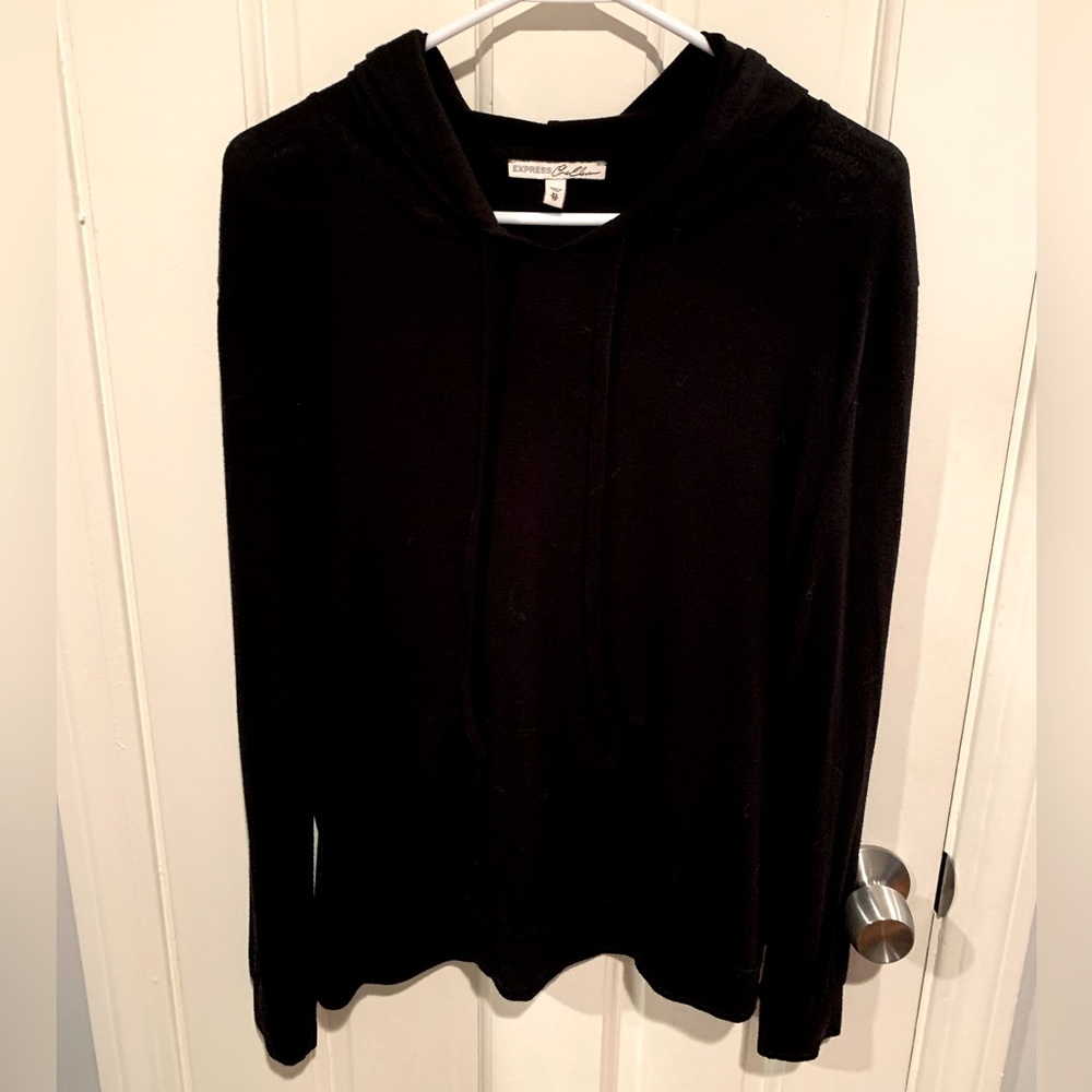 Express black hooded top with front kangaroo pocket-Size XS